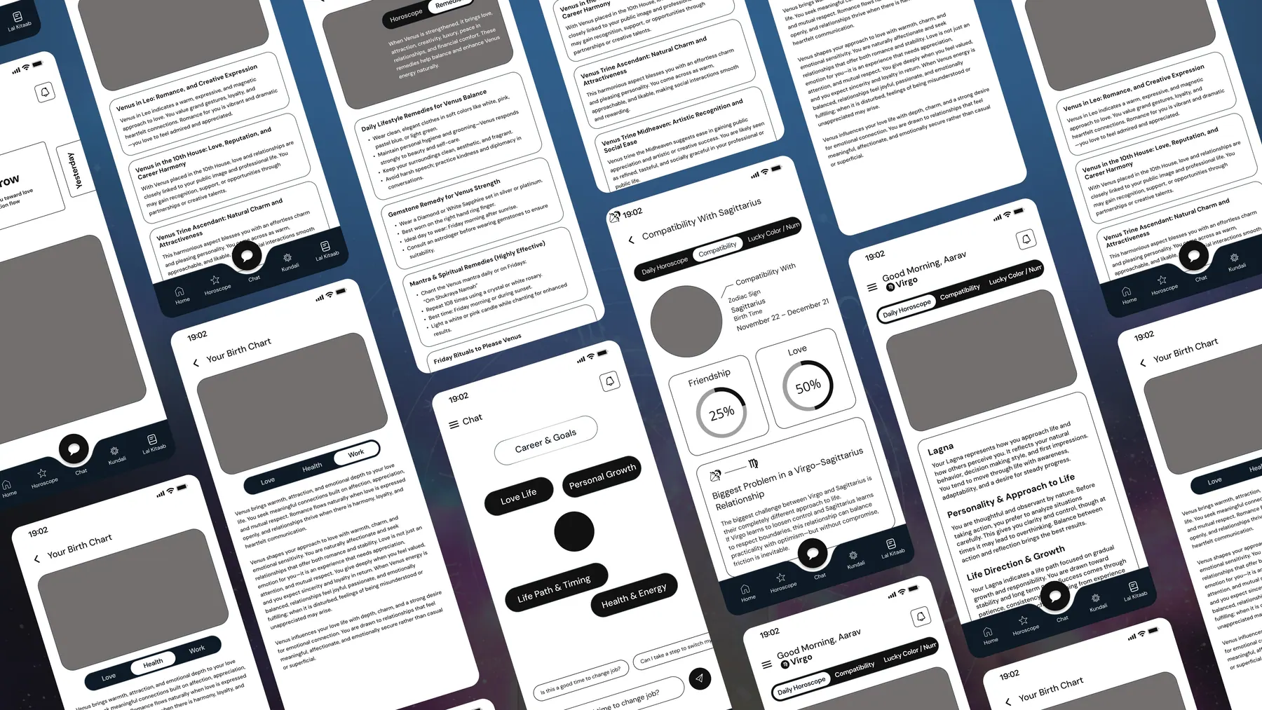 Astromantra wireframes