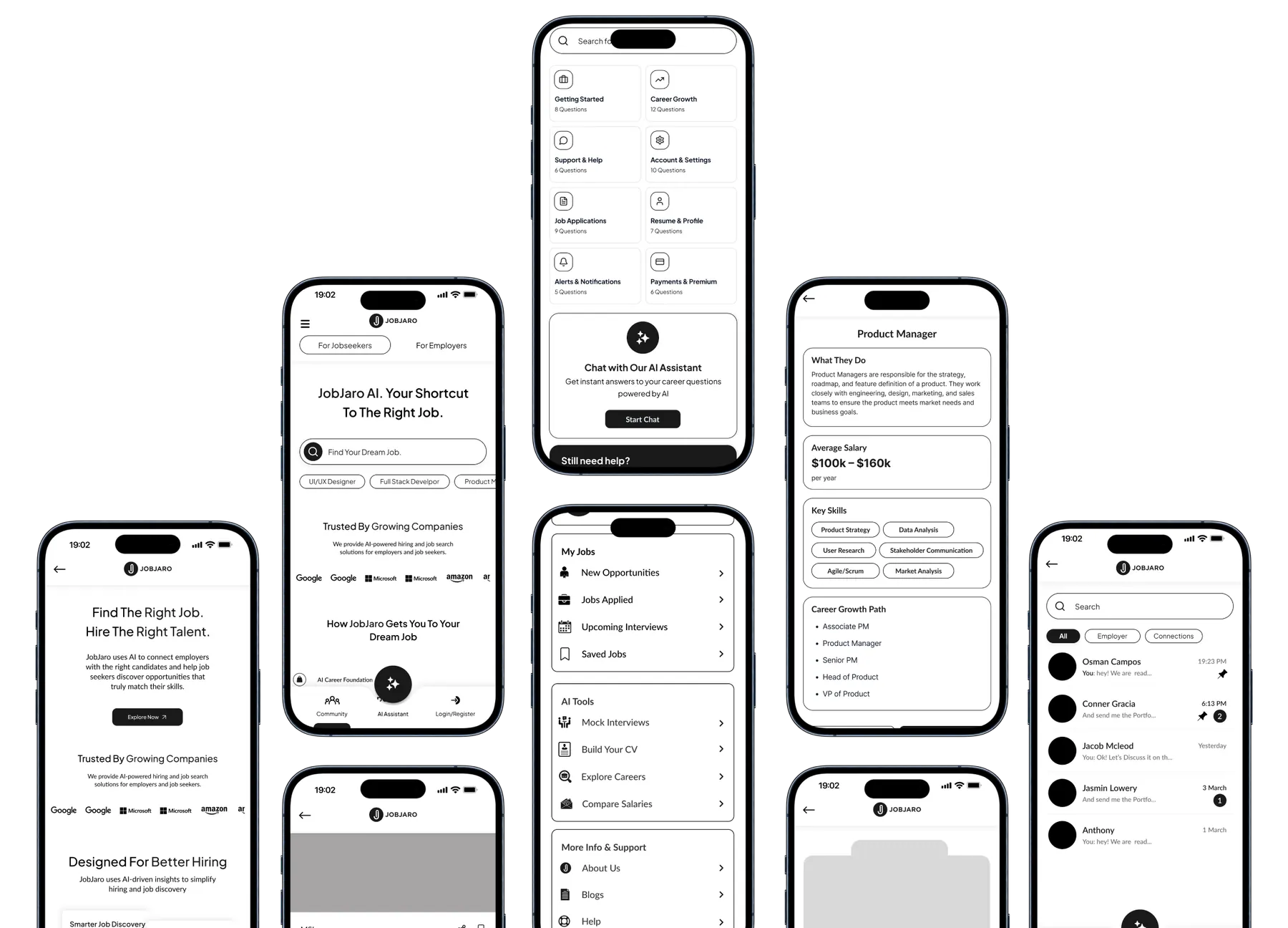 Jobjaro wireframes